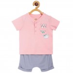 Miniklub Knit T-Shirt And Shorts - Pink, 18-24m